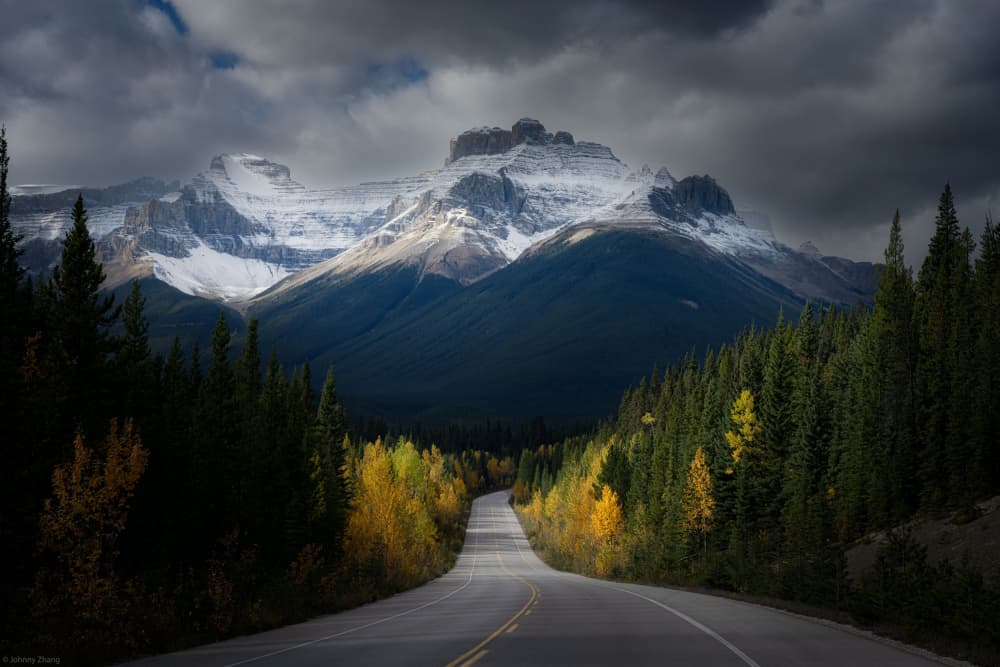 Autumn Mountain Road by Johnny Zhang — canvas wall art