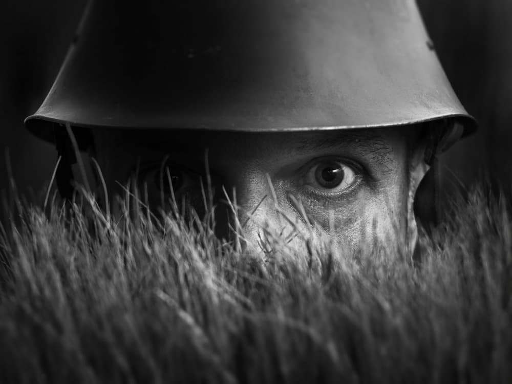 Vigilant Soldier's Eye by Marius Cinteza — canvas wall art
