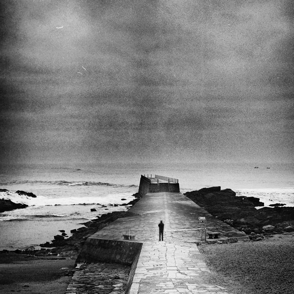 Lone Figure on Pier by Rui Correia — canvas wall art