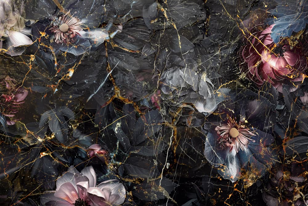 Moody Marble Blooms by Rafal Kulik — canvas wall art