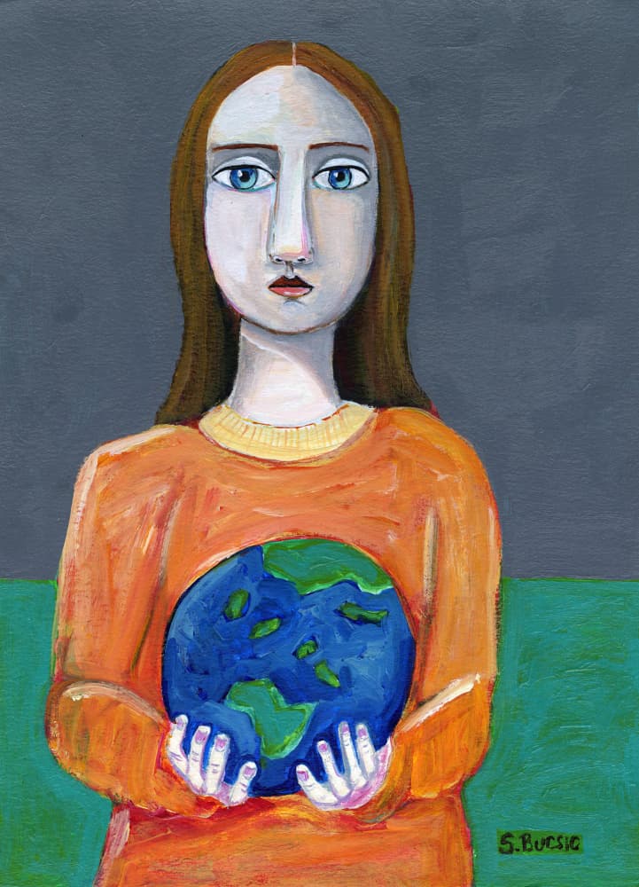 Woman Holding Earth by Sharyn Bursic — canvas wall art