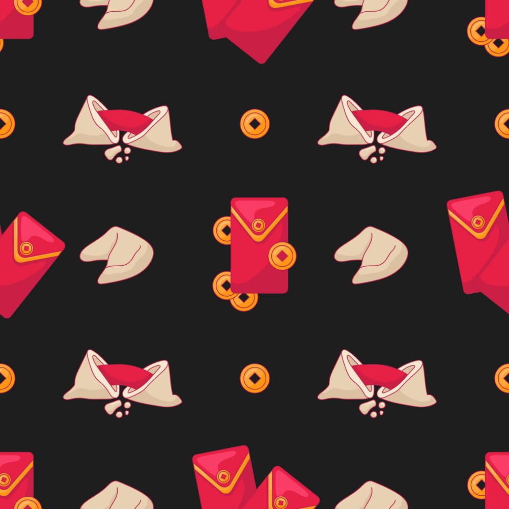 Fortune Cookie Wishes Pattern by Marika Barsrsind — canvas wall art
