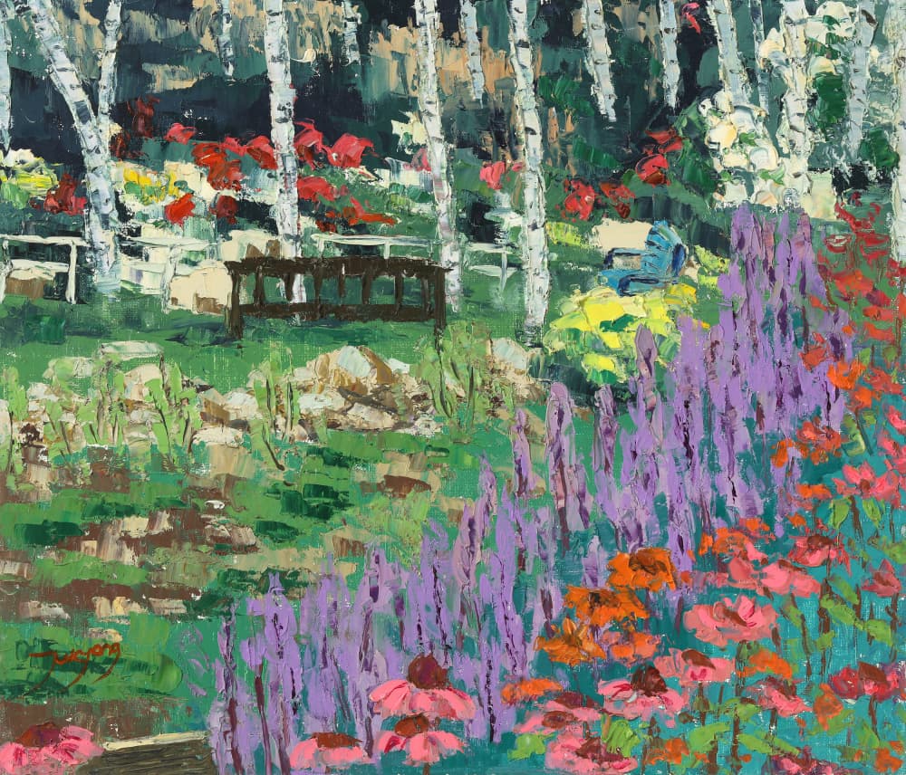 Summer Birch Garden by Jukyong Park — canvas wall art