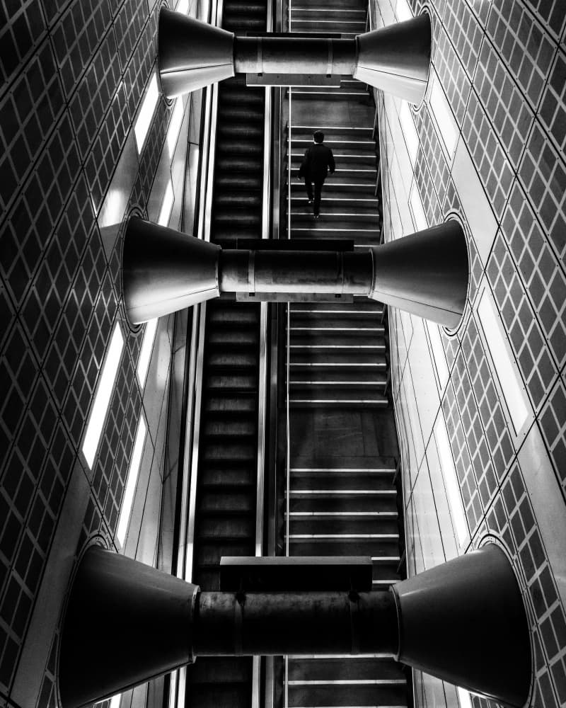 Monochrome Metro Ascent by Sofie Steenhoudt — canvas wall art