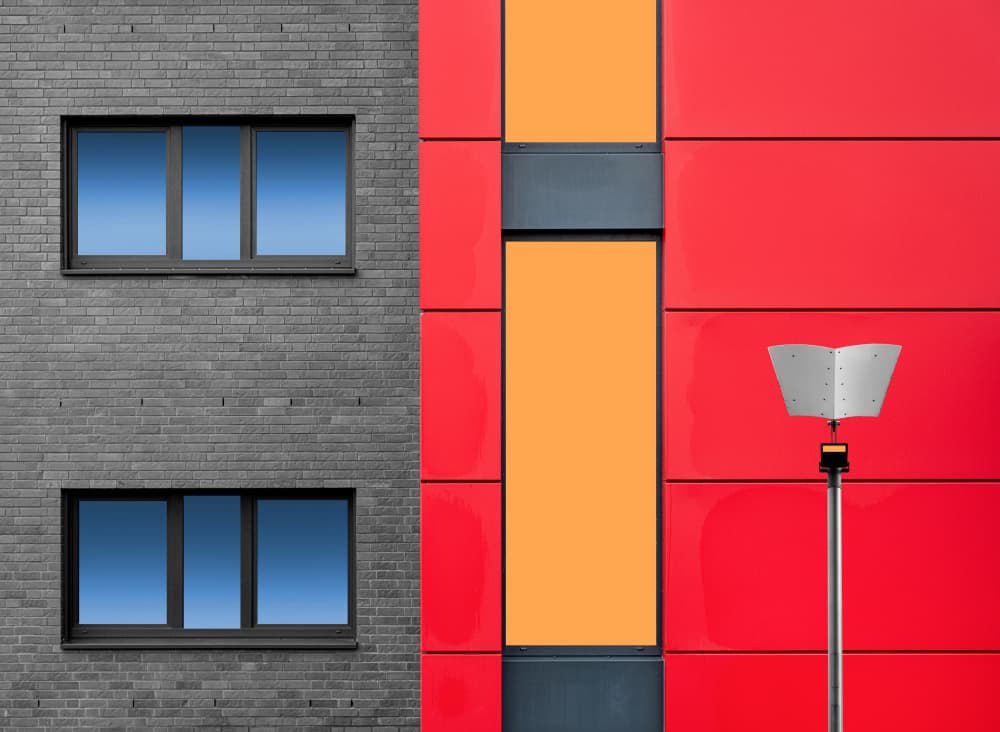 Vibrant Modern Facade by Roland M Schwerdtfeger — canvas wall art