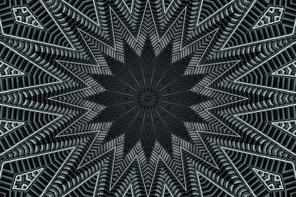 Monochrome Geometric Starburst by Miro Susta — canvas wall art
