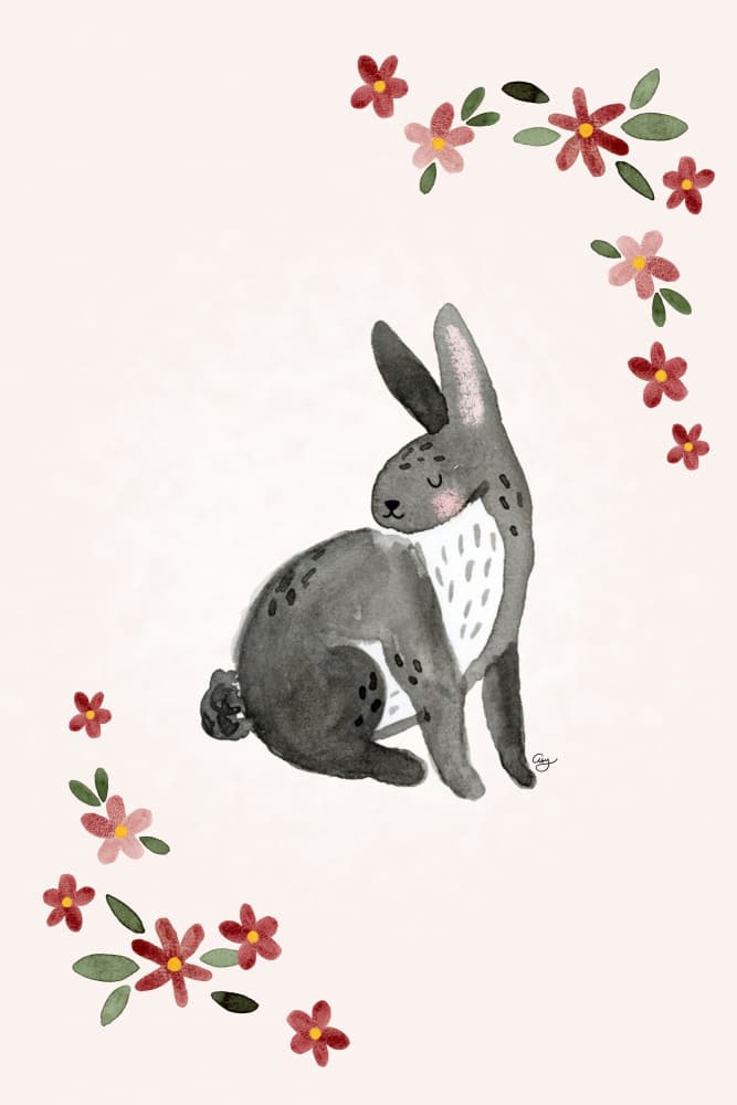 Blushing Bunny Blooms by Abigail Morales — canvas wall art
