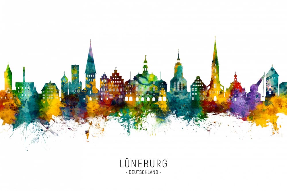 Colorful Lüneburg Skyline by Michael Tompsett — canvas wall art