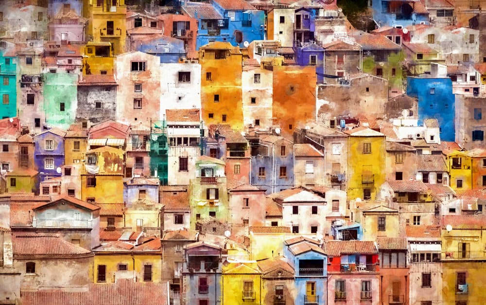 Colorful Urban Homes by Rainer Inderst — canvas wall art