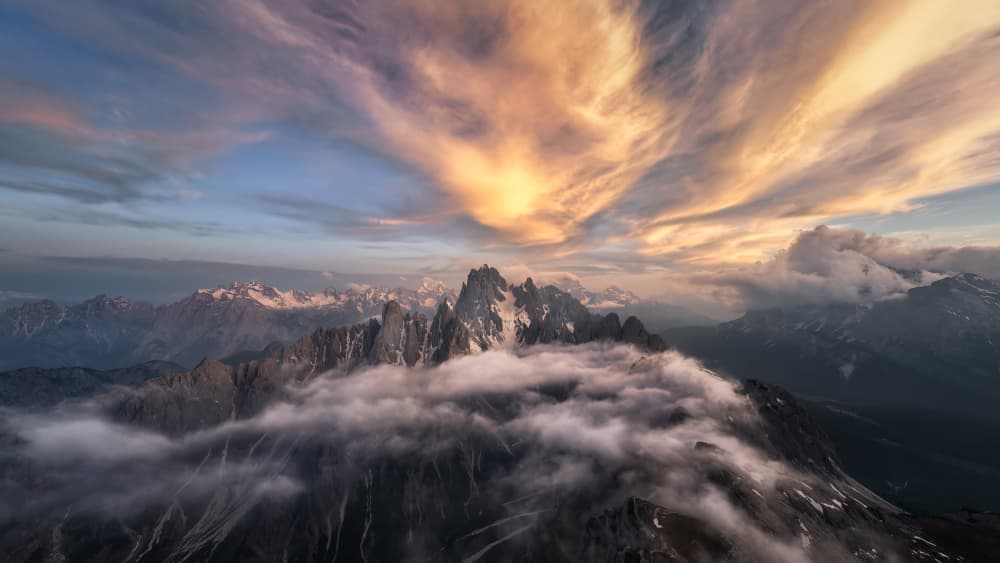 Golden Hour Dolomites by Yongnan Li （李永男） — canvas wall art