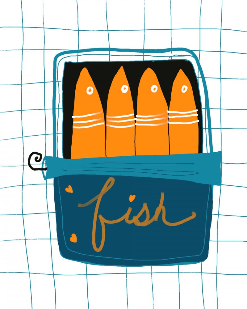 Orange Sardine Can by Bronwyn Baker — canvas wall art