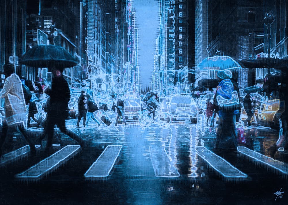 Neon City Night by Osvaldo Russo — canvas wall art