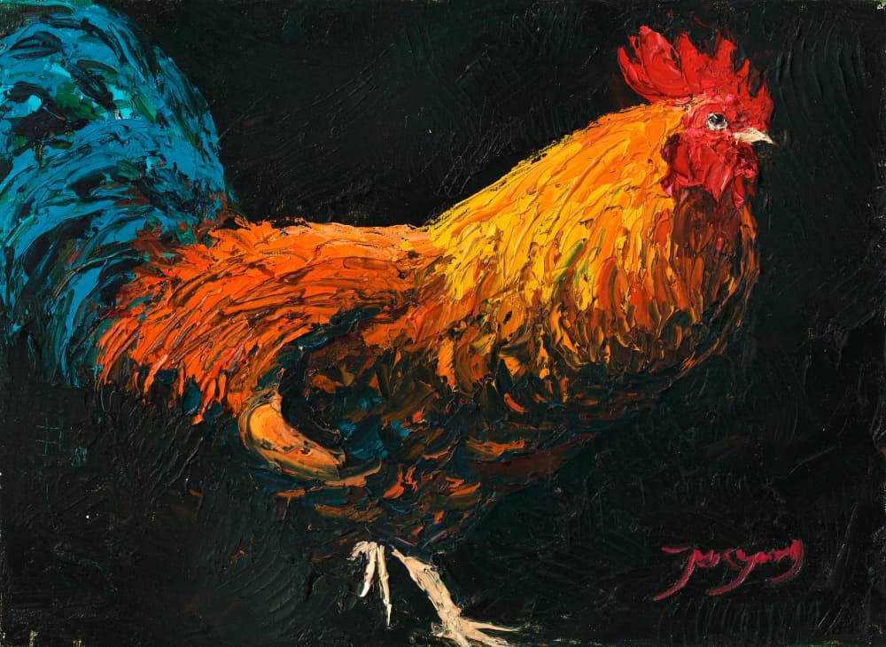 Vibrant Farm Rooster by Jukyong Park — canvas wall art