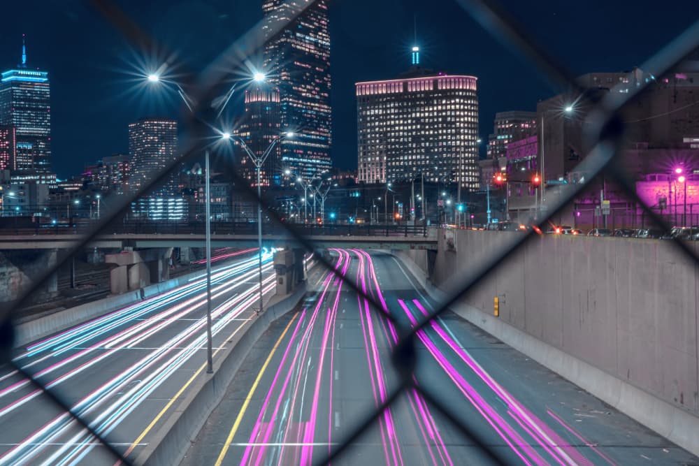 Neon City Highways by Tom Windeknecht — canvas wall art