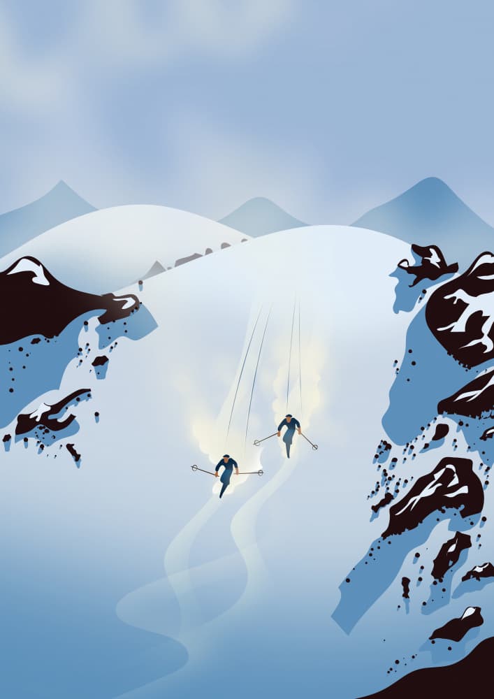 Fast Mountain Skiers by Nicholas — canvas wall art