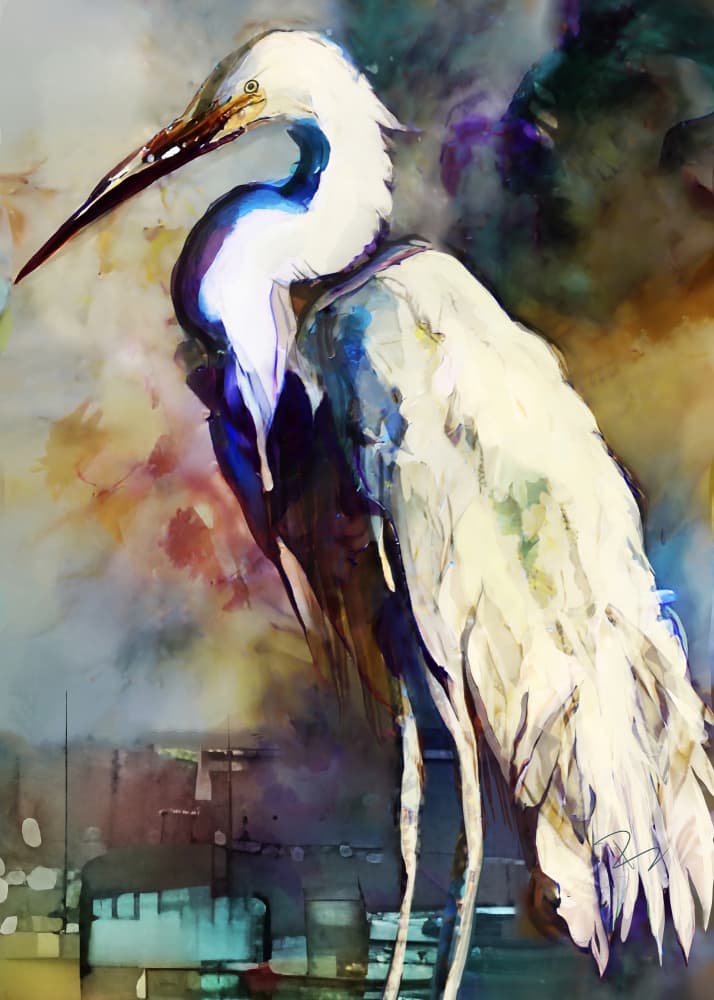 Graceful Egret Painting by Ruth Day — canvas wall art