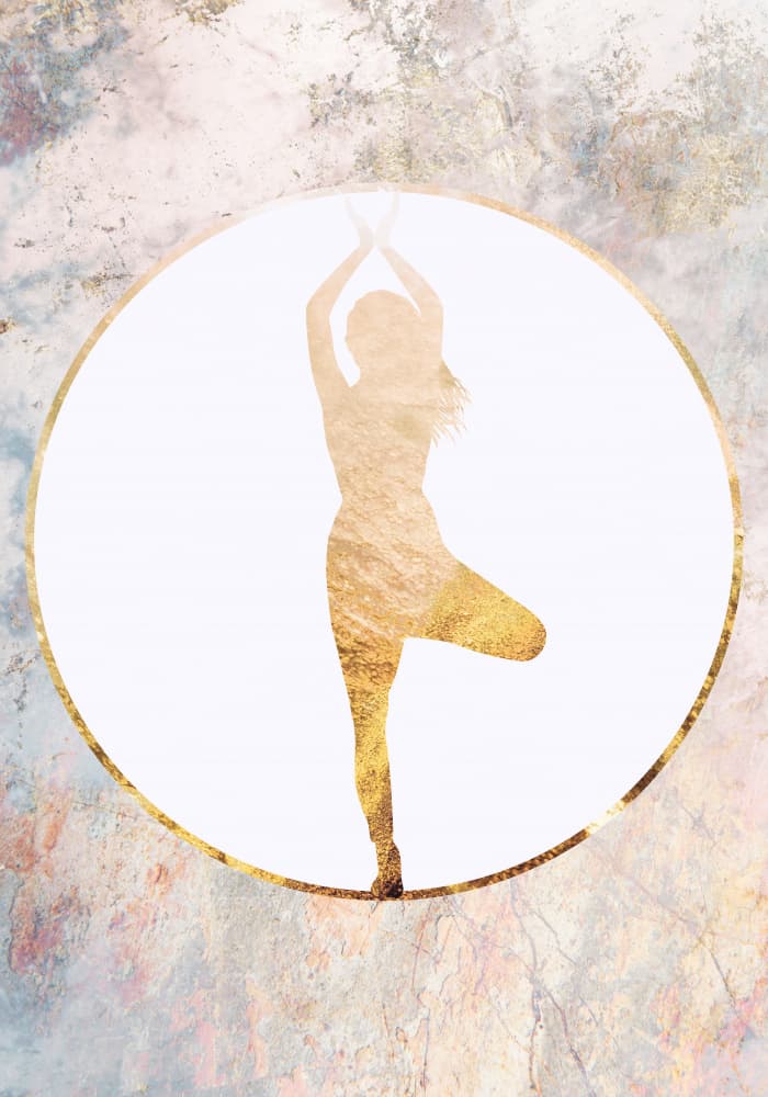 Golden Yoga Balance by Sarah Manovski — canvas wall art