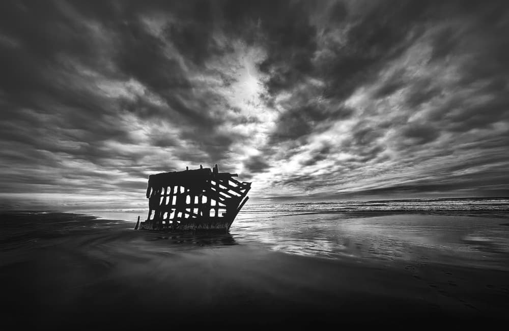 Moody Shipwreck Beach by Kenneth-Wei Zeng — canvas wall art