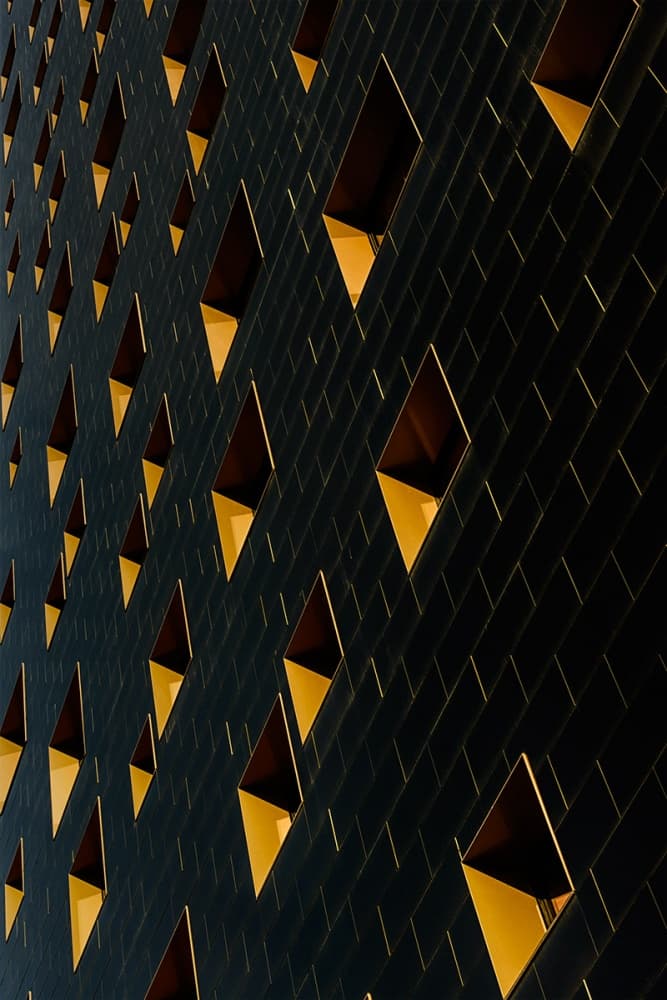 Golden Geometric Facade by Roberto Marini — canvas wall art
