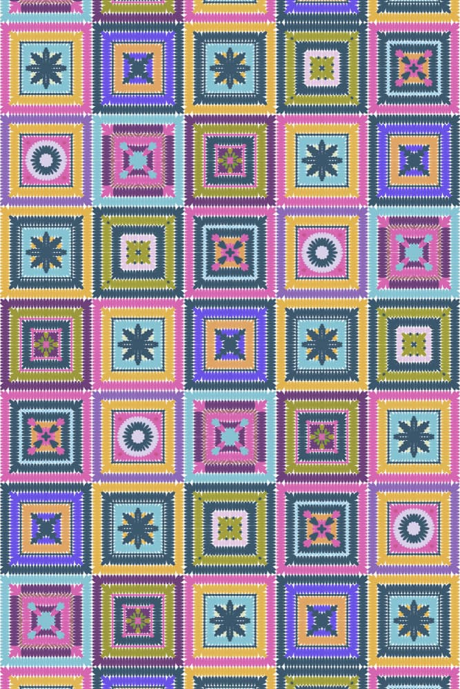 Colorful Quilt Blocks by Rosana Laiz Blursbyai — canvas wall art