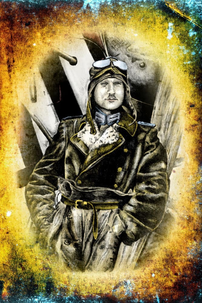 Vintage Pilot Portrait by Rafal Kulik — canvas wall art