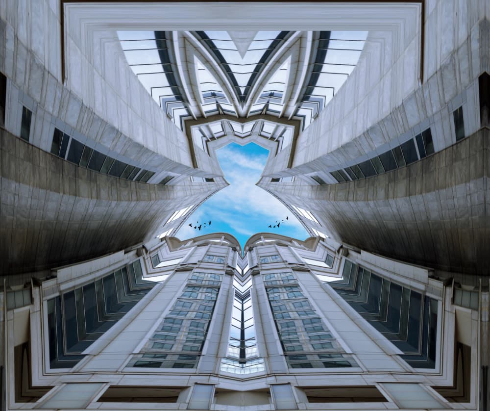 Skyward Urban Symmetry by Francesca Ferrari — canvas wall art