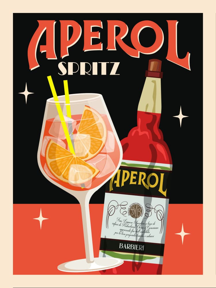 Retro Orange Cocktail by WallChart Art Studio — canvas wall art