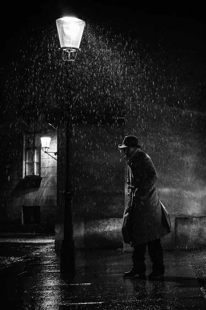 Lonely Man Rainy Night by Rod Clemen — canvas wall art