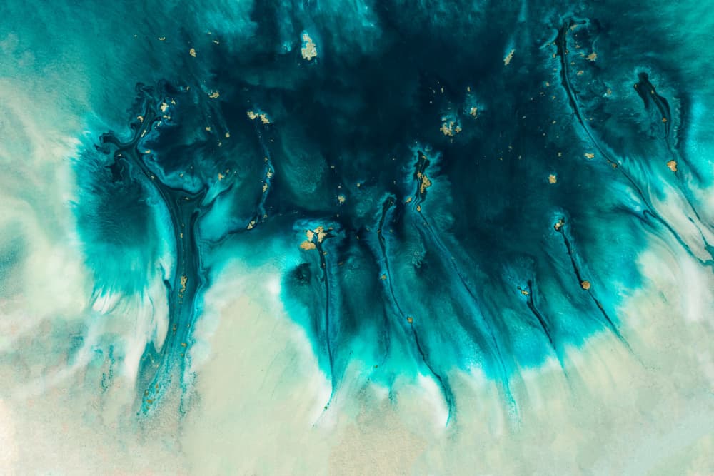 Dramatic Art- Aqua Echoes by Petra Meikle de Vlas — canvas wall art