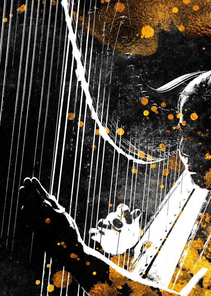 Golden Harp Melody by Justyna Jaszke — canvas wall art
