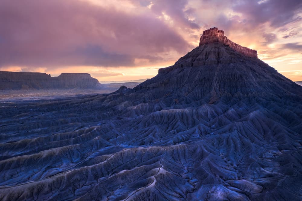 Blue Desert Twilight Butte by Chao Feng 天馬 — canvas wall art