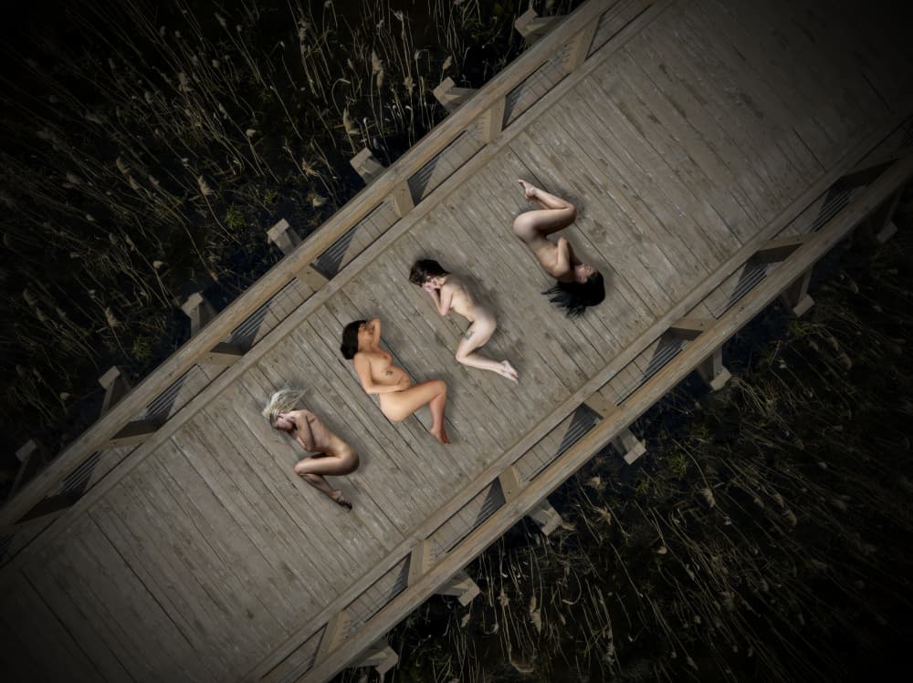 Nude Forms on Bridge by Ovi D. Pop — canvas wall art