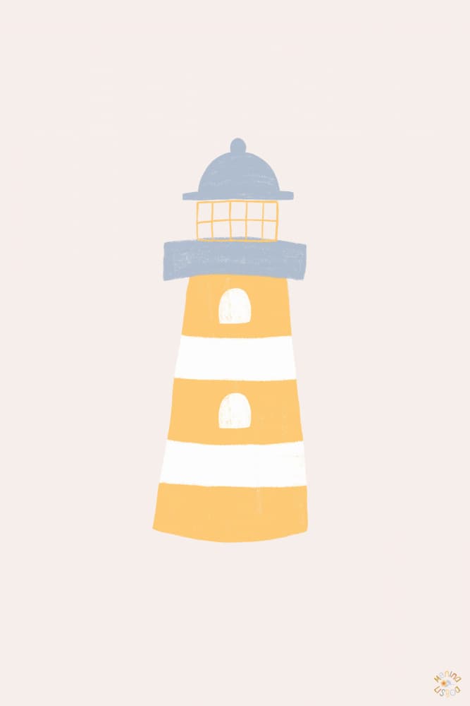 Coastal Striped Lighthouse by Menina Lisboa — canvas wall art