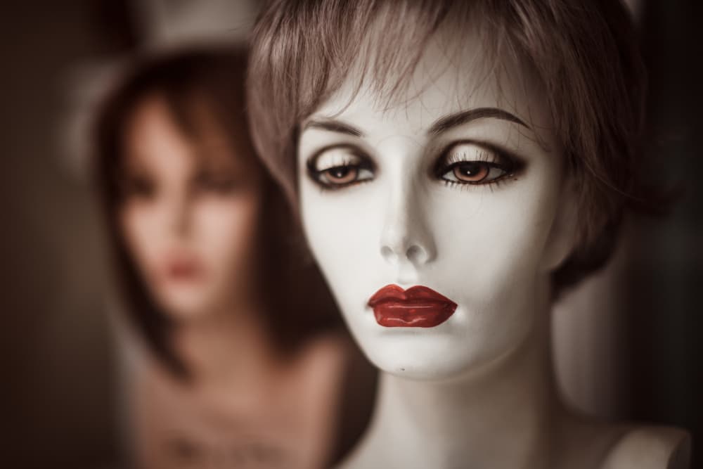Red Lips Mannequin by Tim Mossholder — canvas wall art