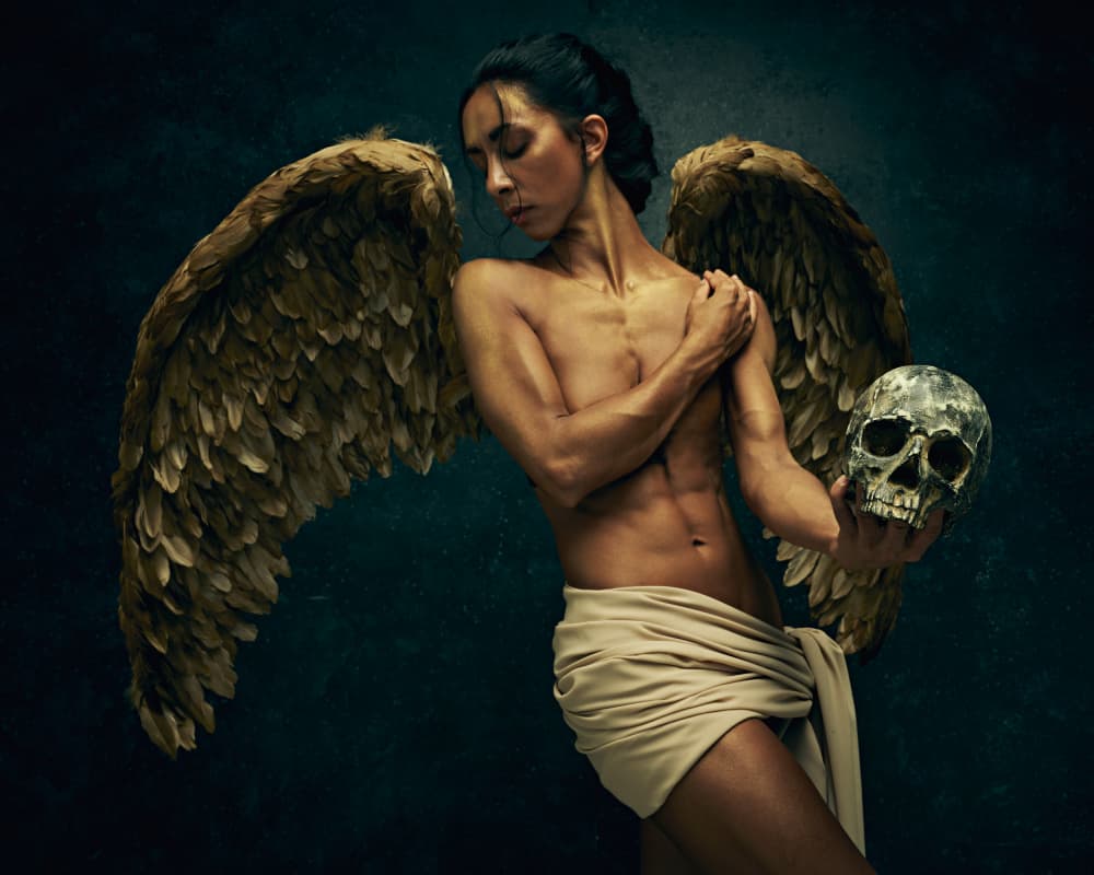 Golden Angel and Skull by Martin Drazsky — canvas wall art