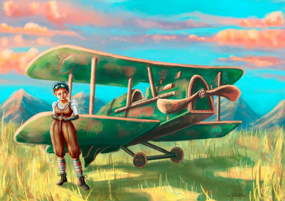 Steampunk Pilot Adventure by Nadia Cuevas — canvas wall art