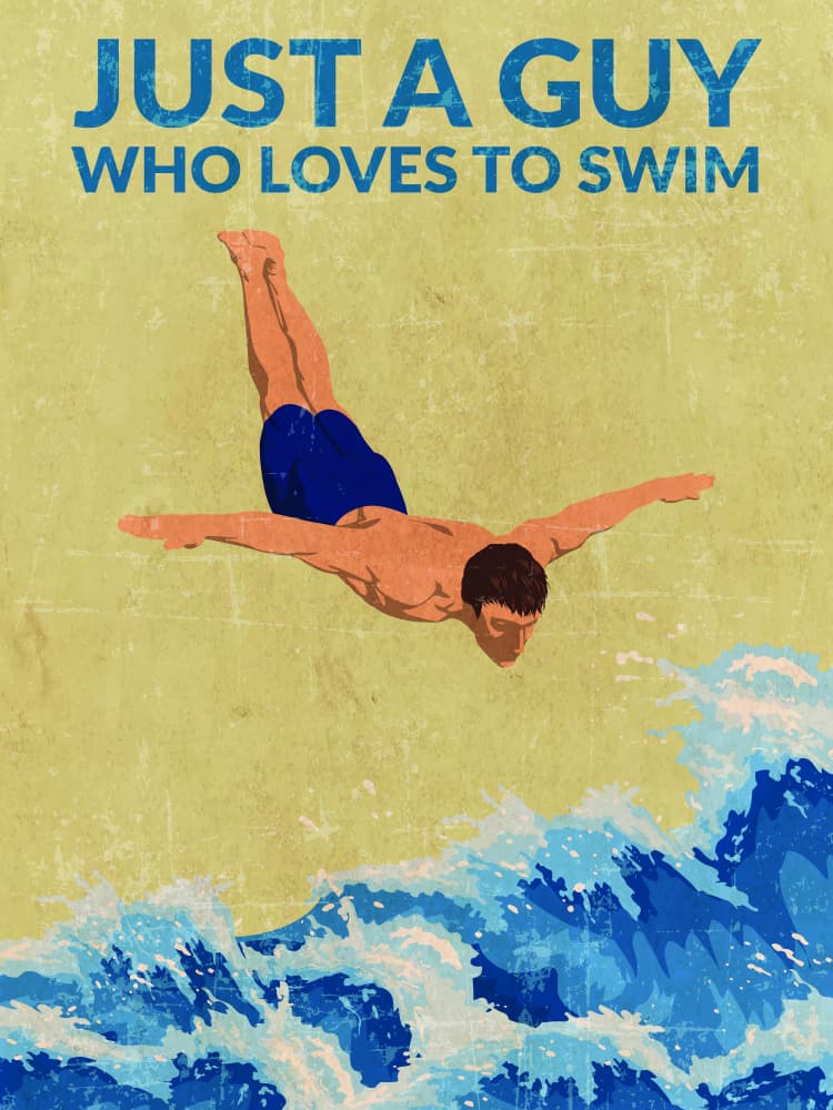 Swimmer Entering Waves by WallChart Art Studio — canvas wall art