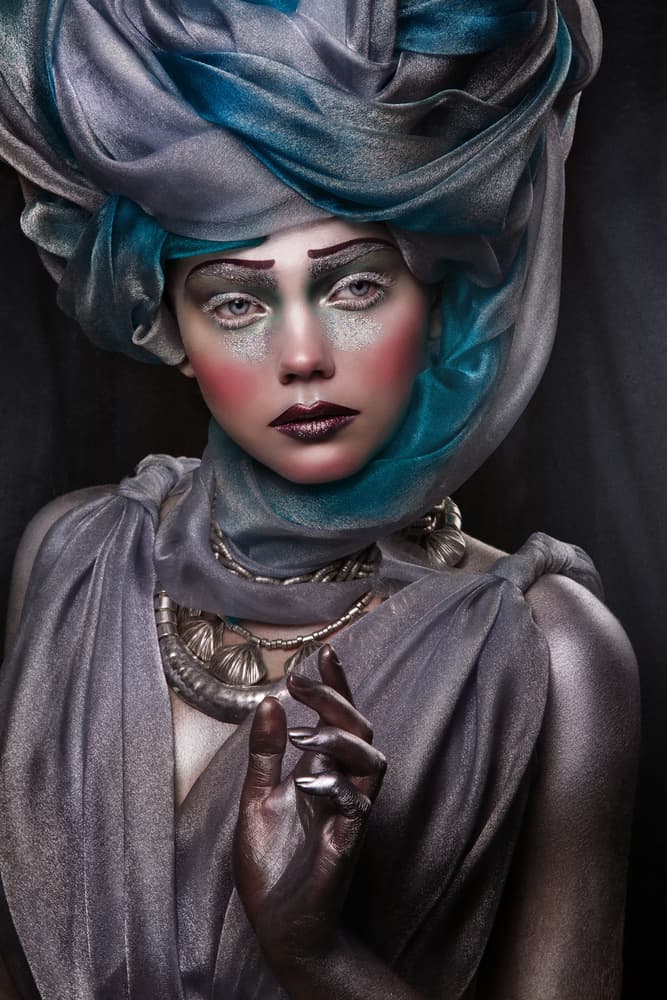 Stylized Blue Portrait by Ravena July — canvas wall art