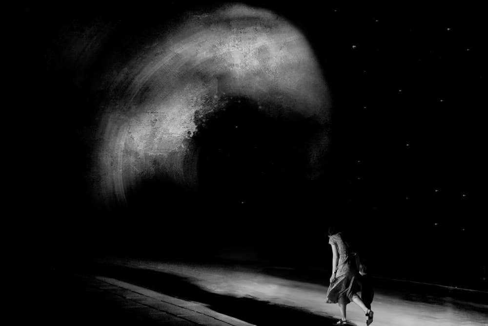 Solitary Figure Dark Path by Rachel Pansky — canvas wall art