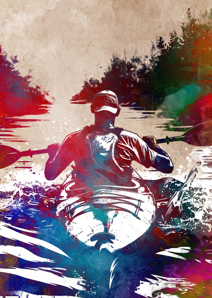 Vibrant Kayak Adventure by Justyna Jaszke — canvas wall art