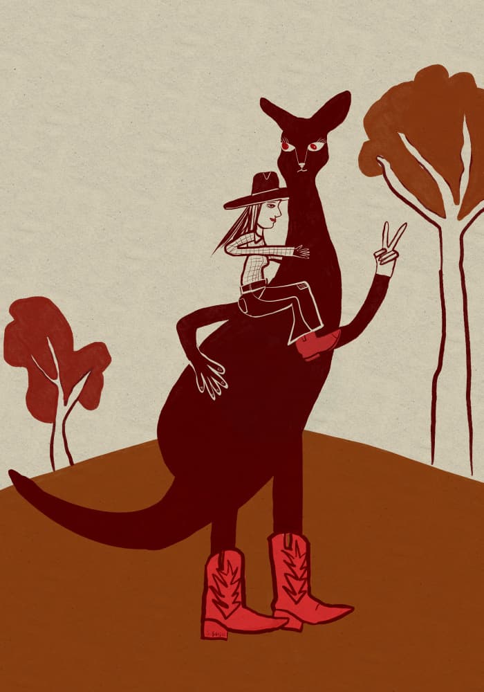 Outback Cowgirl Kangaroo by Sharyn Bursic — canvas wall art