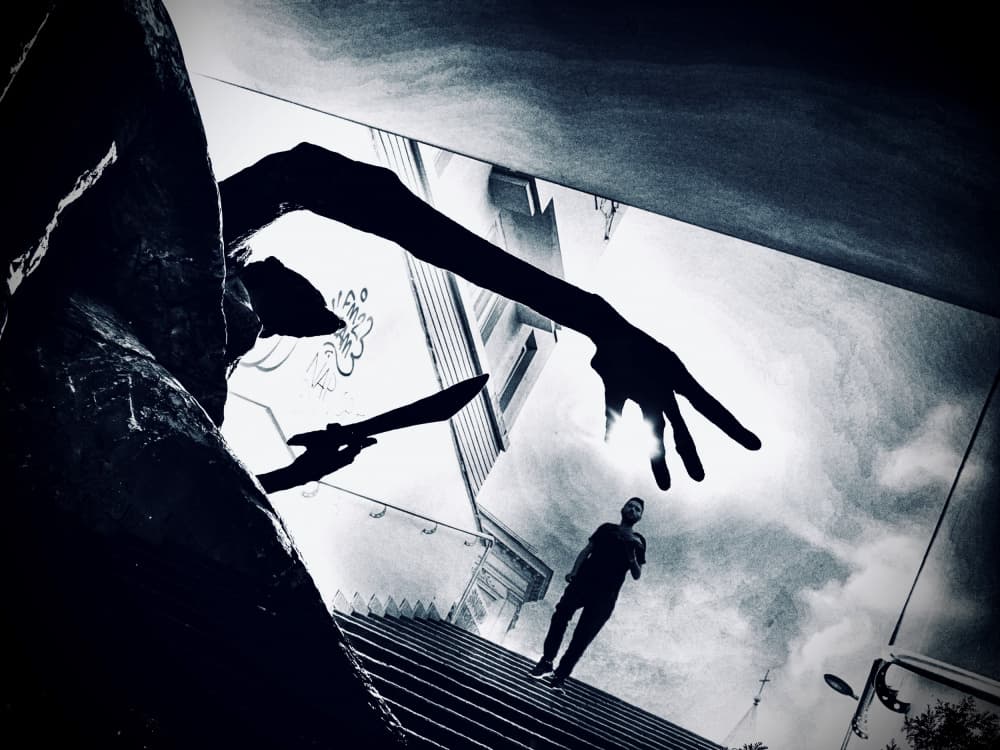 Ominous Urban Silhouette by Mirela Momanu — canvas wall art