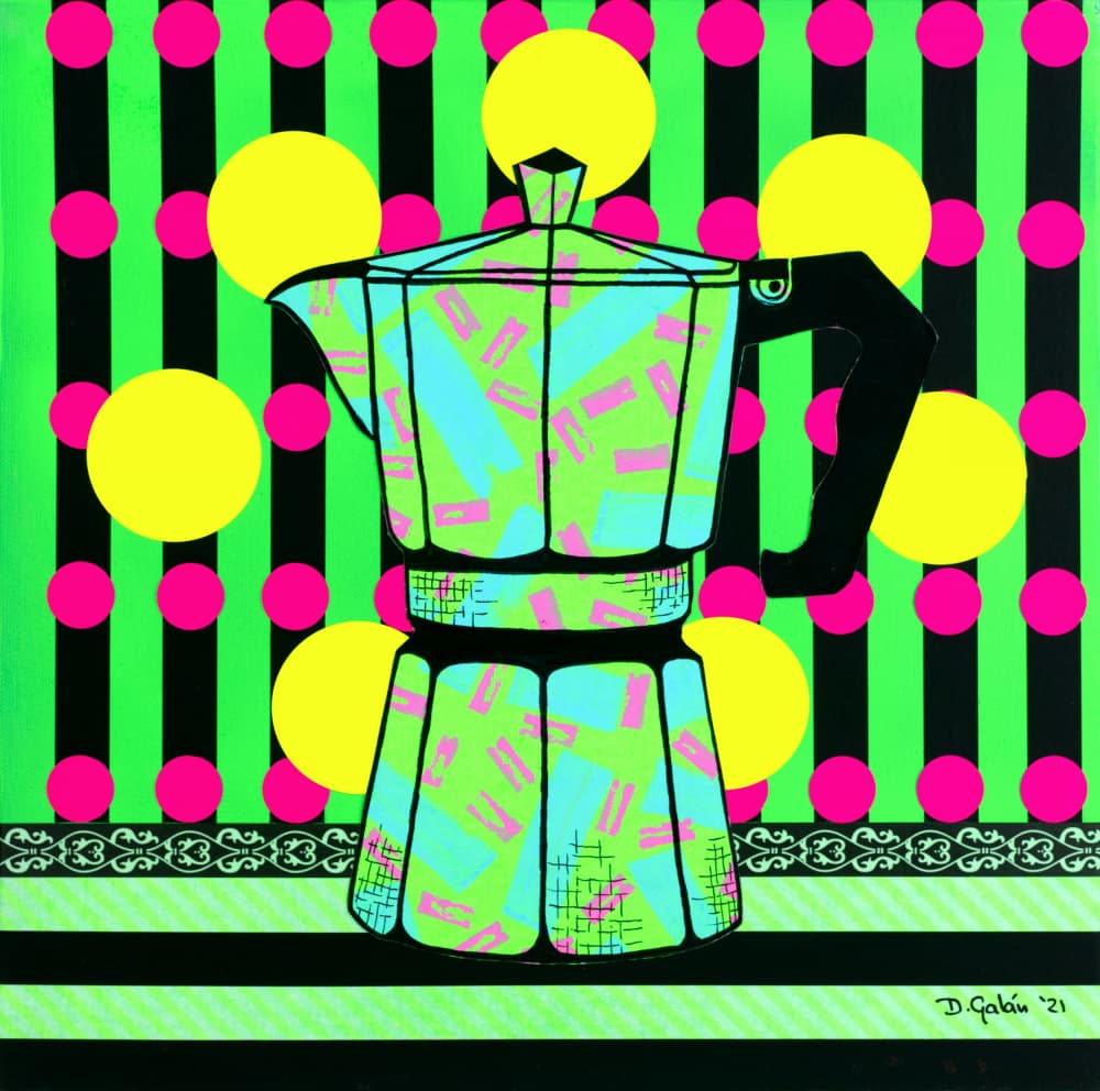 Pop Art Moka Pot by David Galan — canvas wall art