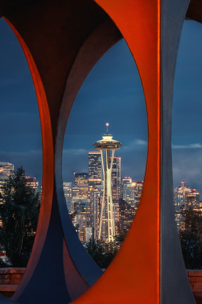 Seattle Space Needle Night by Mei Xu — canvas wall art