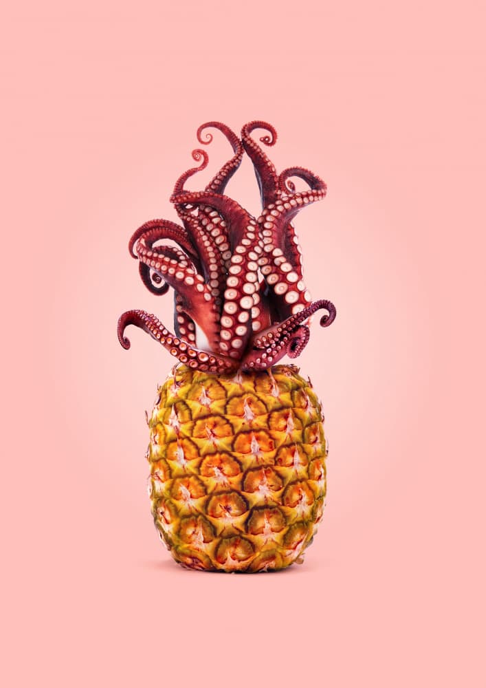 Surreal Pineapple Octopus by Artem Pozdniakov — canvas wall art