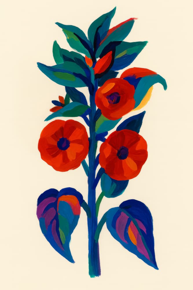 Vibrant Folk Flowers by Frida Floral Studio — canvas wall art
