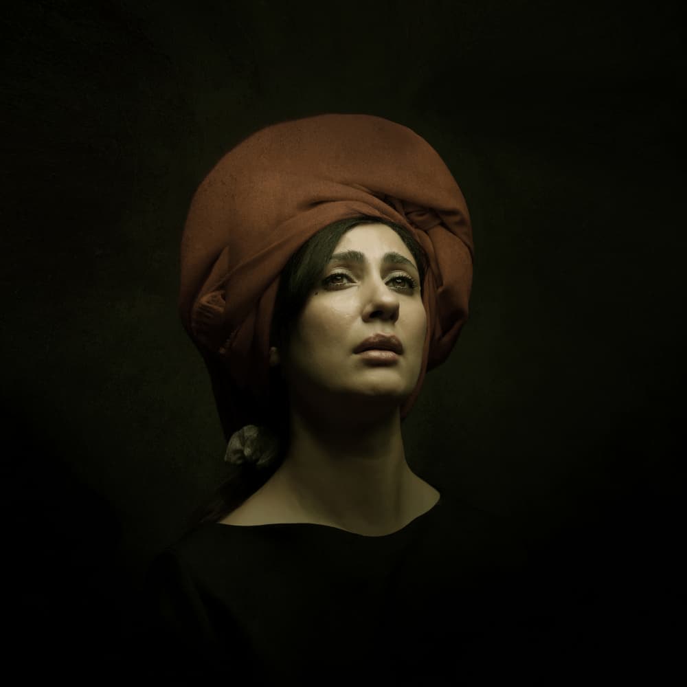 Contemplative Woman Portrait by Moein Hasheminasab — canvas wall art
