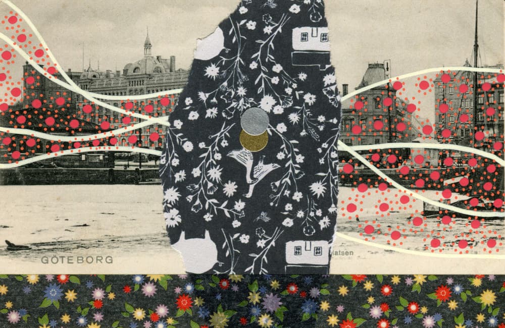 Whimsical City Collage by Naomi Vona — canvas wall art