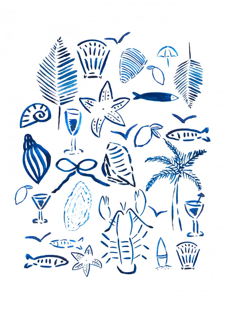 Blue Coastal Elements by Elizabeth C — canvas wall art