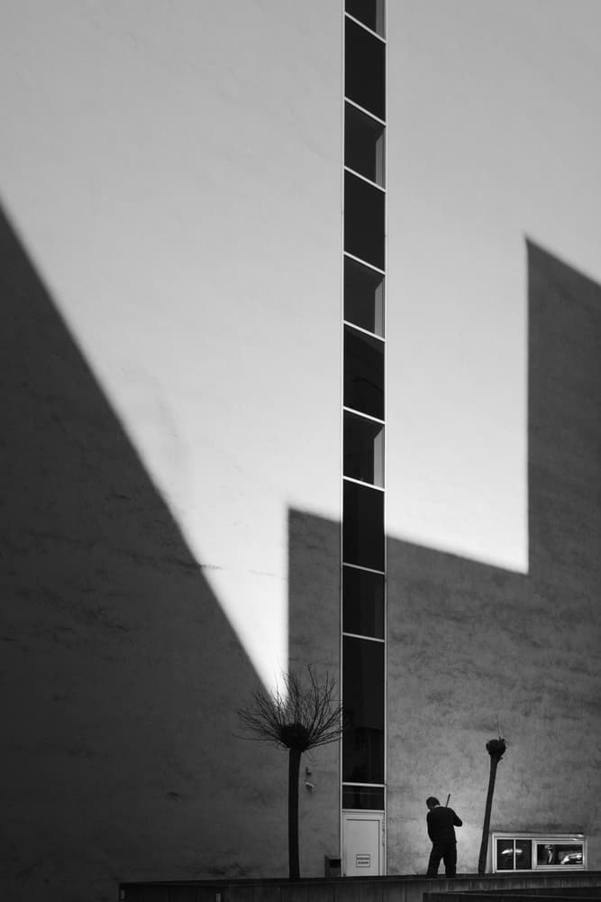 Geometric Shadows Lone Figure by Jeroen van de Wiel — canvas wall art